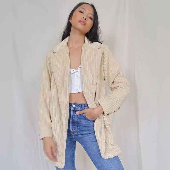 Free People, We the free, Everly Corduroy Blazer, NEW,  Large, Pale Khaki - Picture 1 of 16